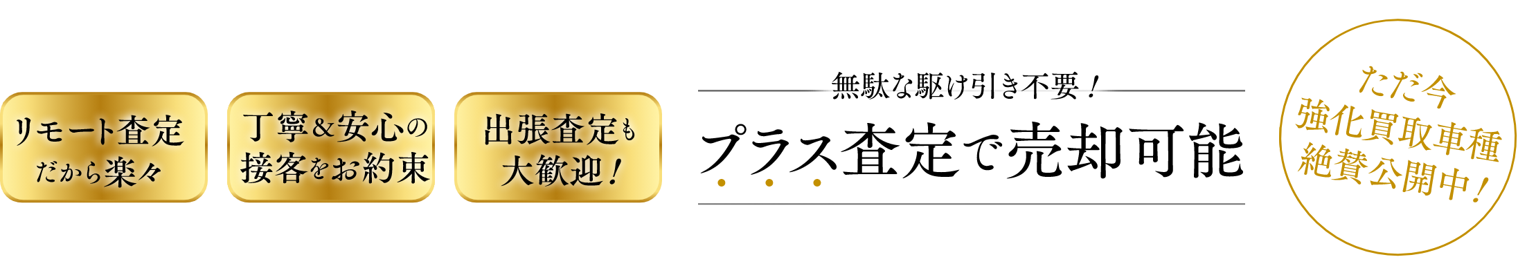 高価買取、リモート査定、安心接客、出張査定のバナー
